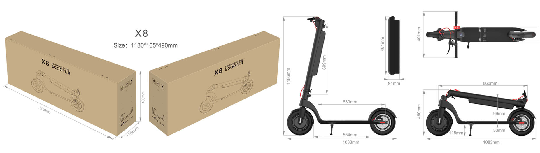 HX X8 scooter package